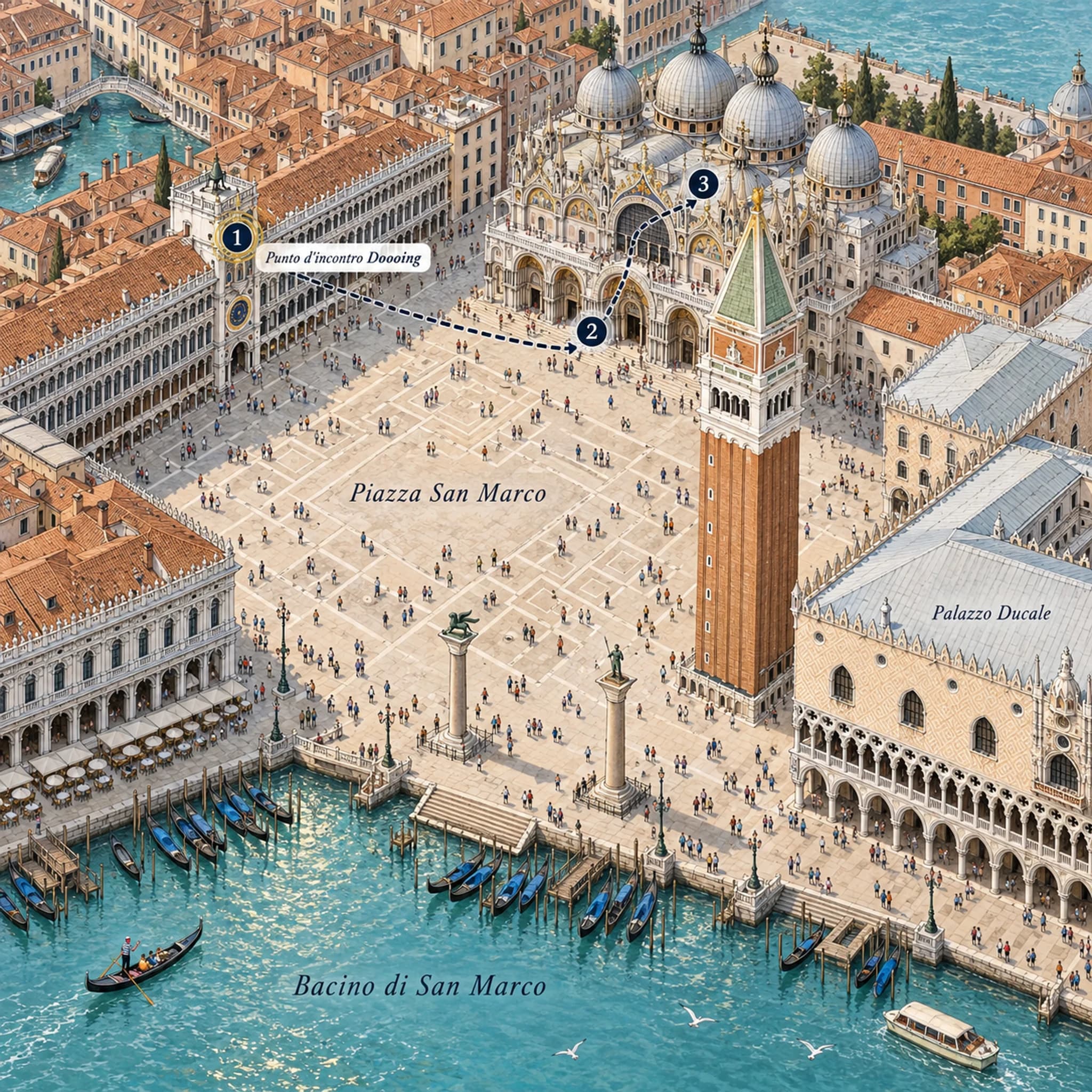 Route map: Piazza San Marco, St Mark's Basilica, Terrace