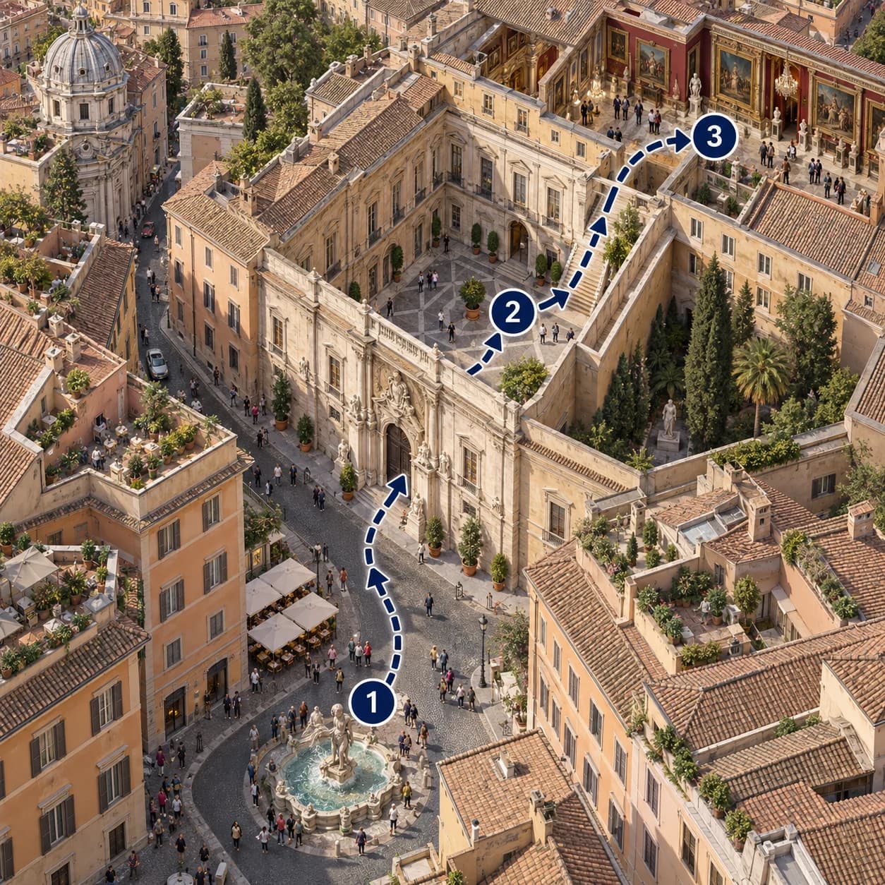 Route map: Meet and check in, Doria Pamphilj Gallery Guided Tour, Complete the experience