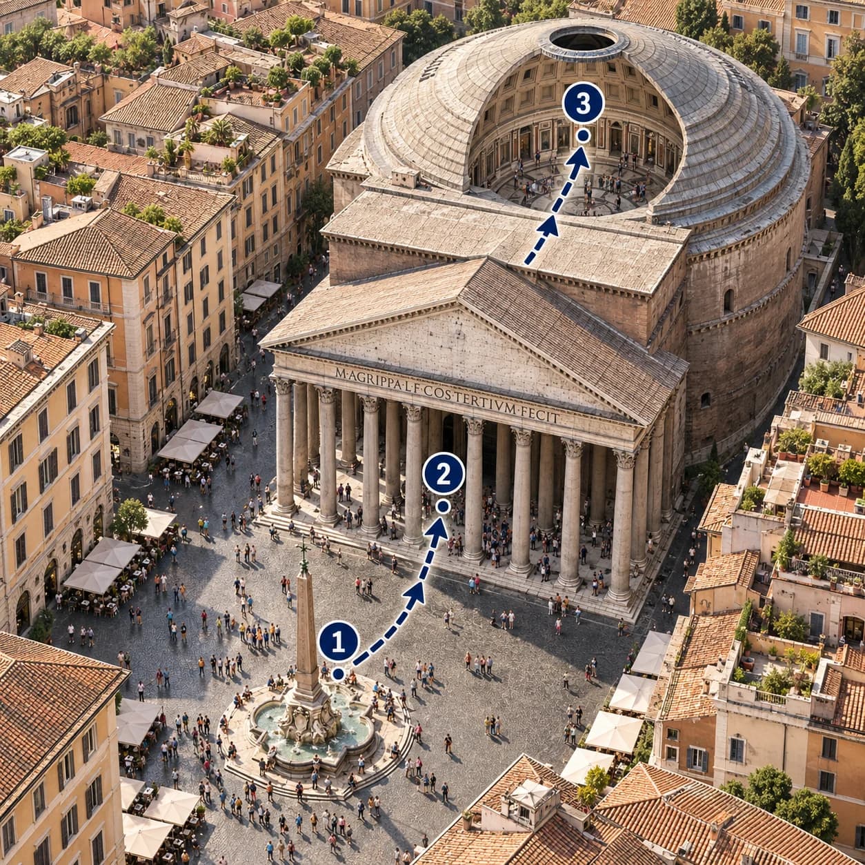 Route map: Meet and check in, Rome Pantheon Small-Group Guided Tour, Complete the experience