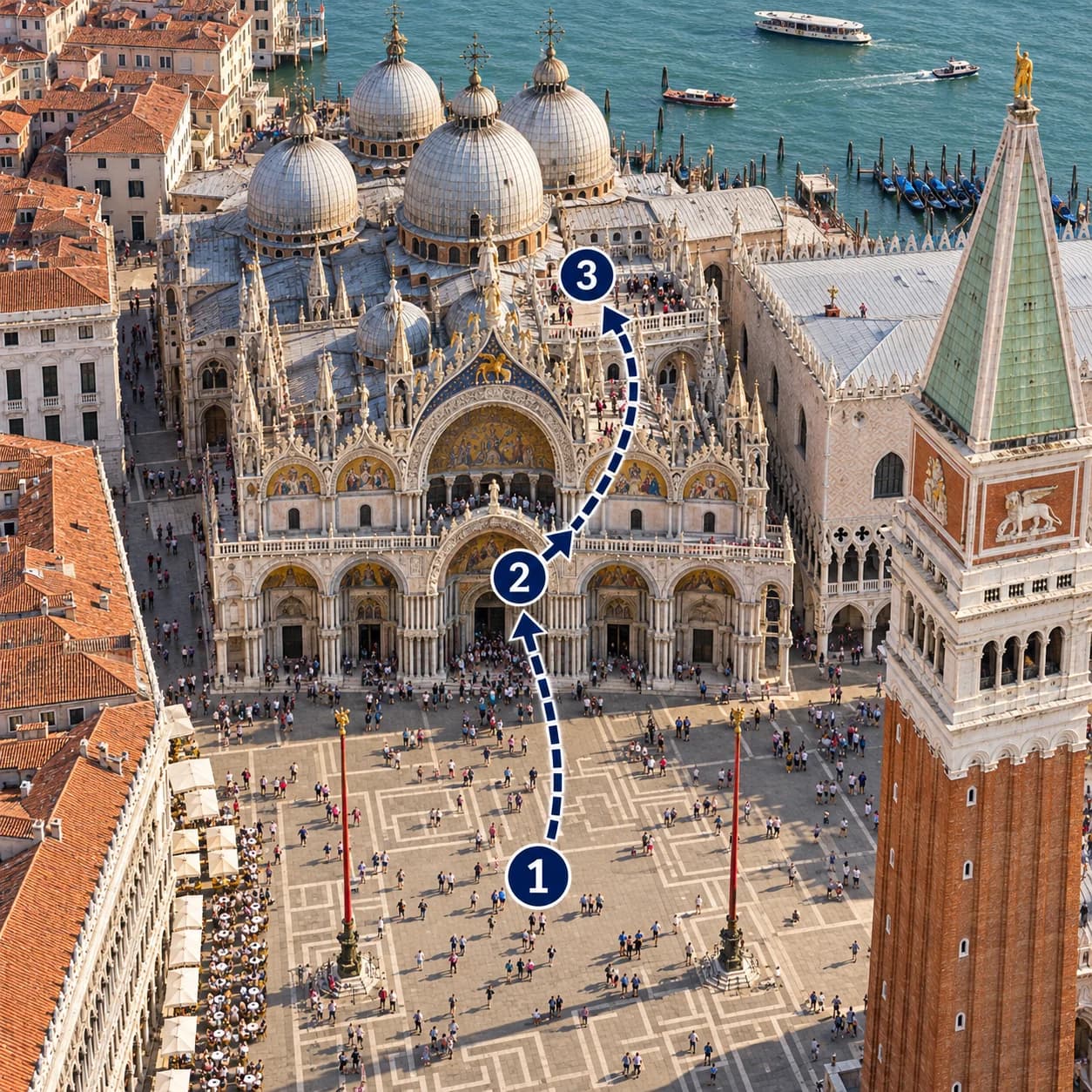 Route map: Meet and check in, St Mark's Basilica Complete Tour, Complete the experience