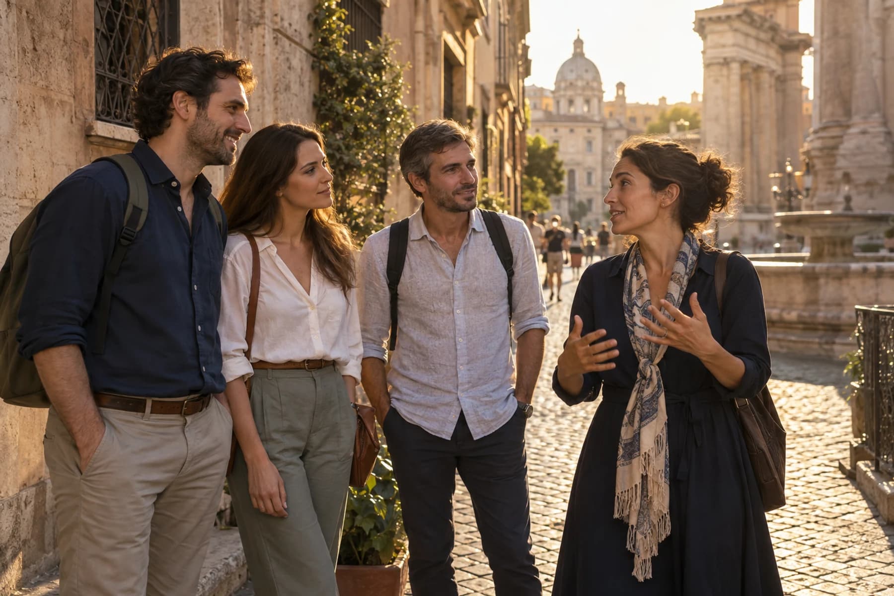 A local guide leads a small group through central Rome